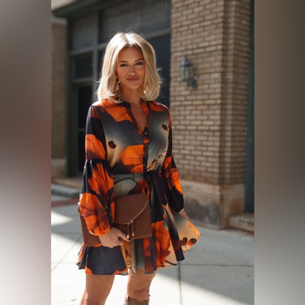 NWT Lavender J Black and Orange Dress